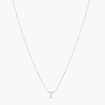 Letter T Alphabet White-Gold Plated Silver Necklace
