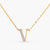 Letter V Alphabet Gold Plated Silver Necklace