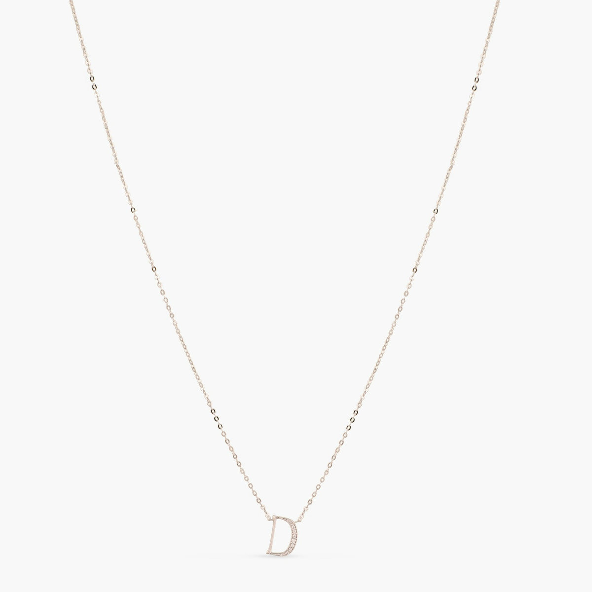 Letter D Alphabet White-Gold Plated Silver Necklace
