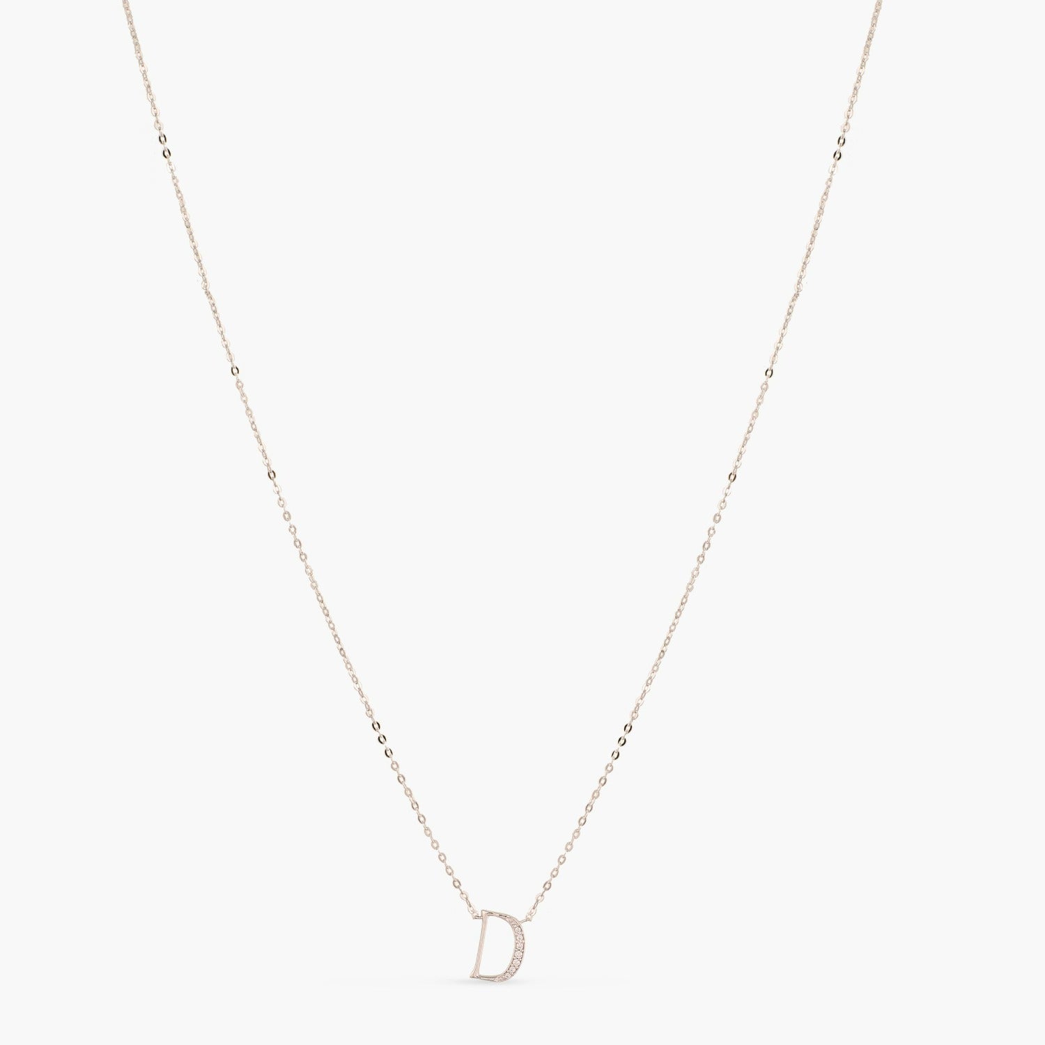 Letter D Alphabet White-Gold Plated Silver Necklace