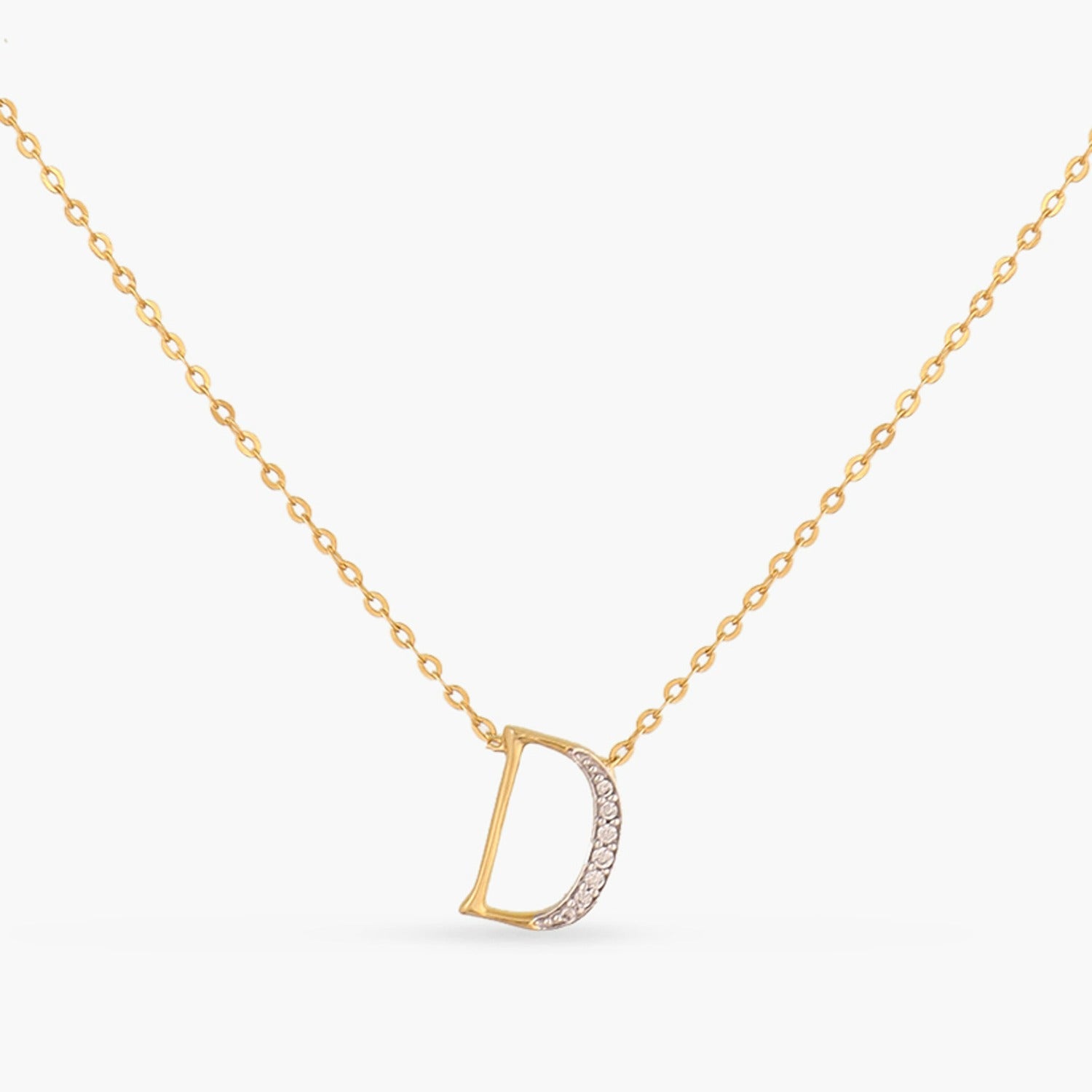 Letter D Alphabet Gold Plated Silver Necklace