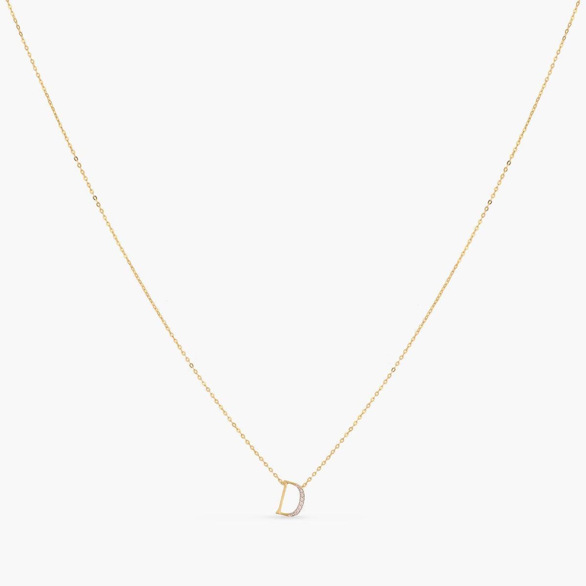 Letter D Alphabet Gold Plated Silver Necklace