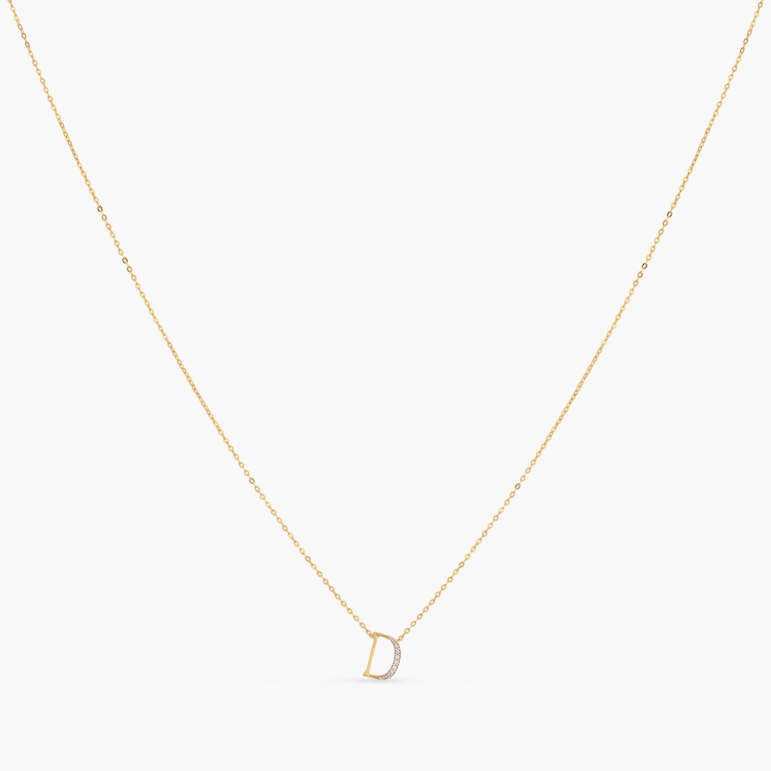 Letter D Alphabet Gold Plated Silver Necklace