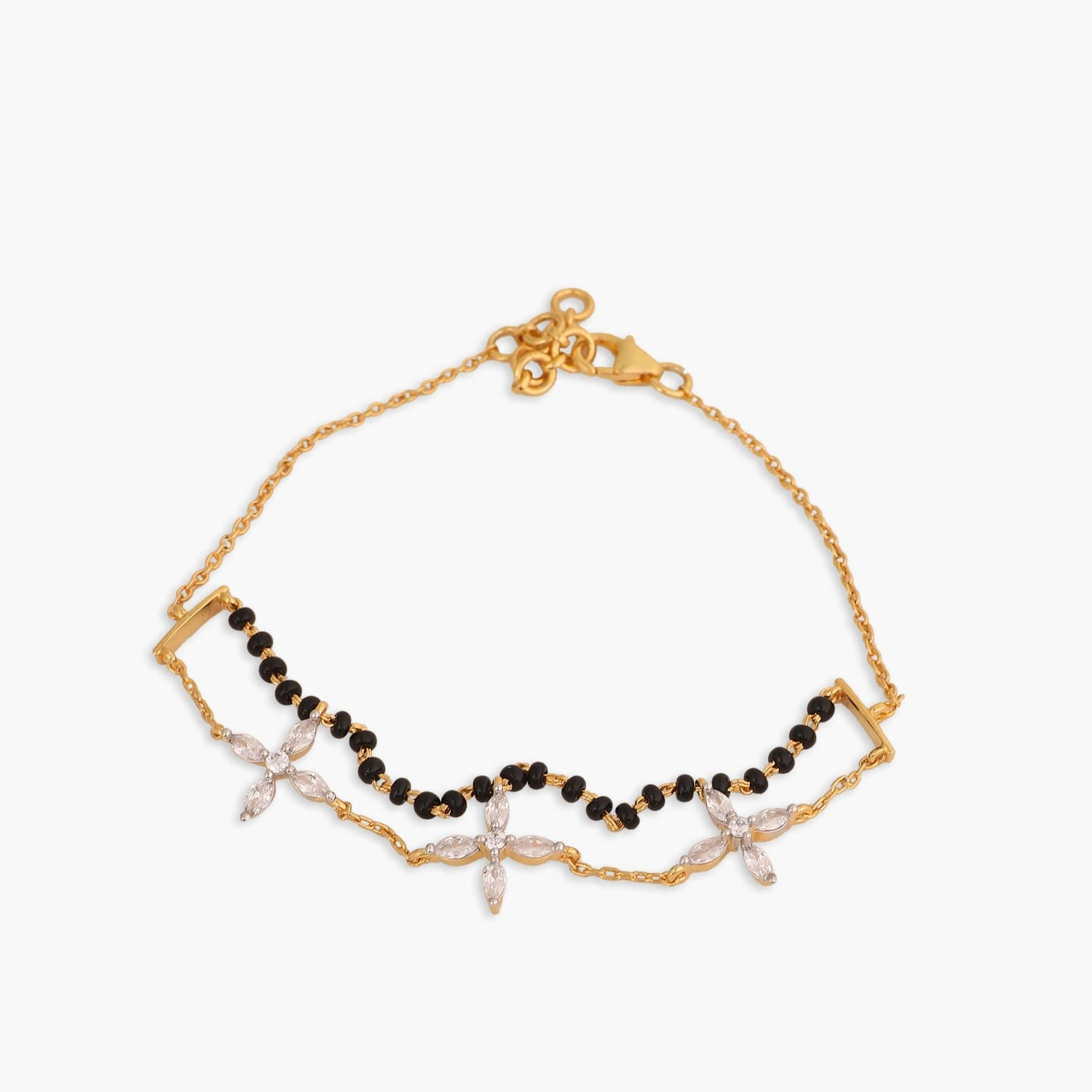 Bracelet Floral Layered CZ Silver Mangalsutra Bracelet