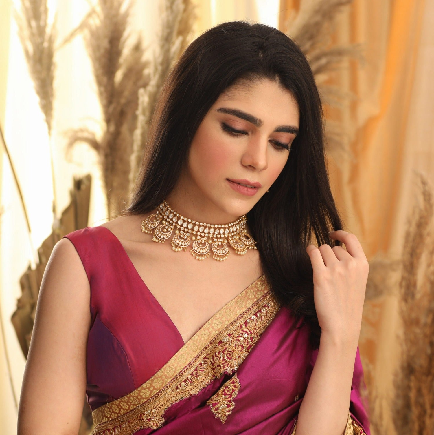 Chand Moissanite Silver Choker