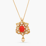 Pendants Carved Coral Moissanite Silver Pendant