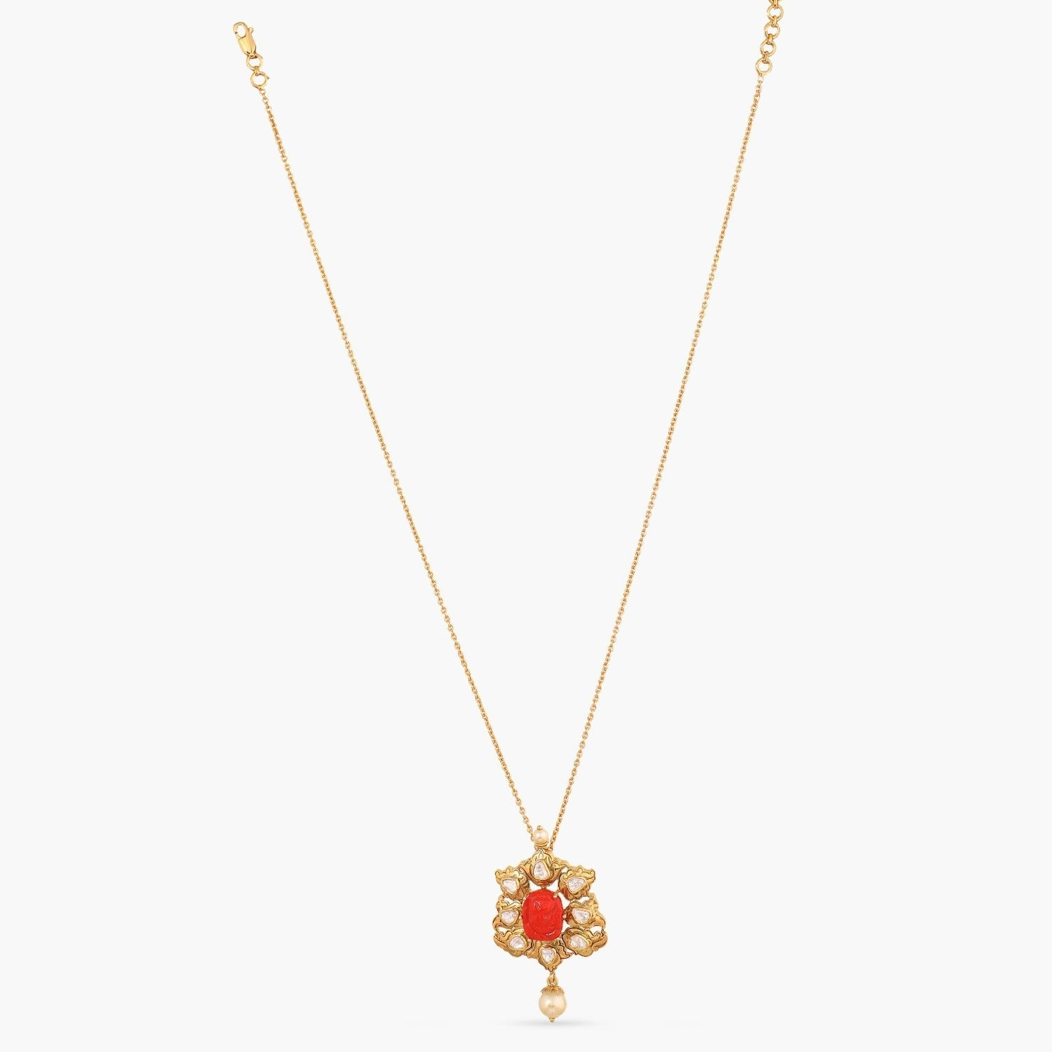 Pendants Carved Coral Moissanite Silver Pendant