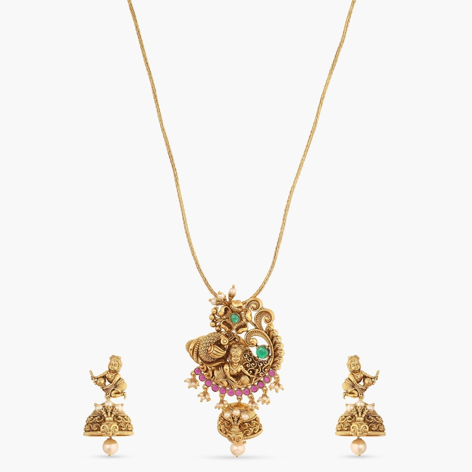 Pendants Gopala Nakshi Antique Silver Pendant Set