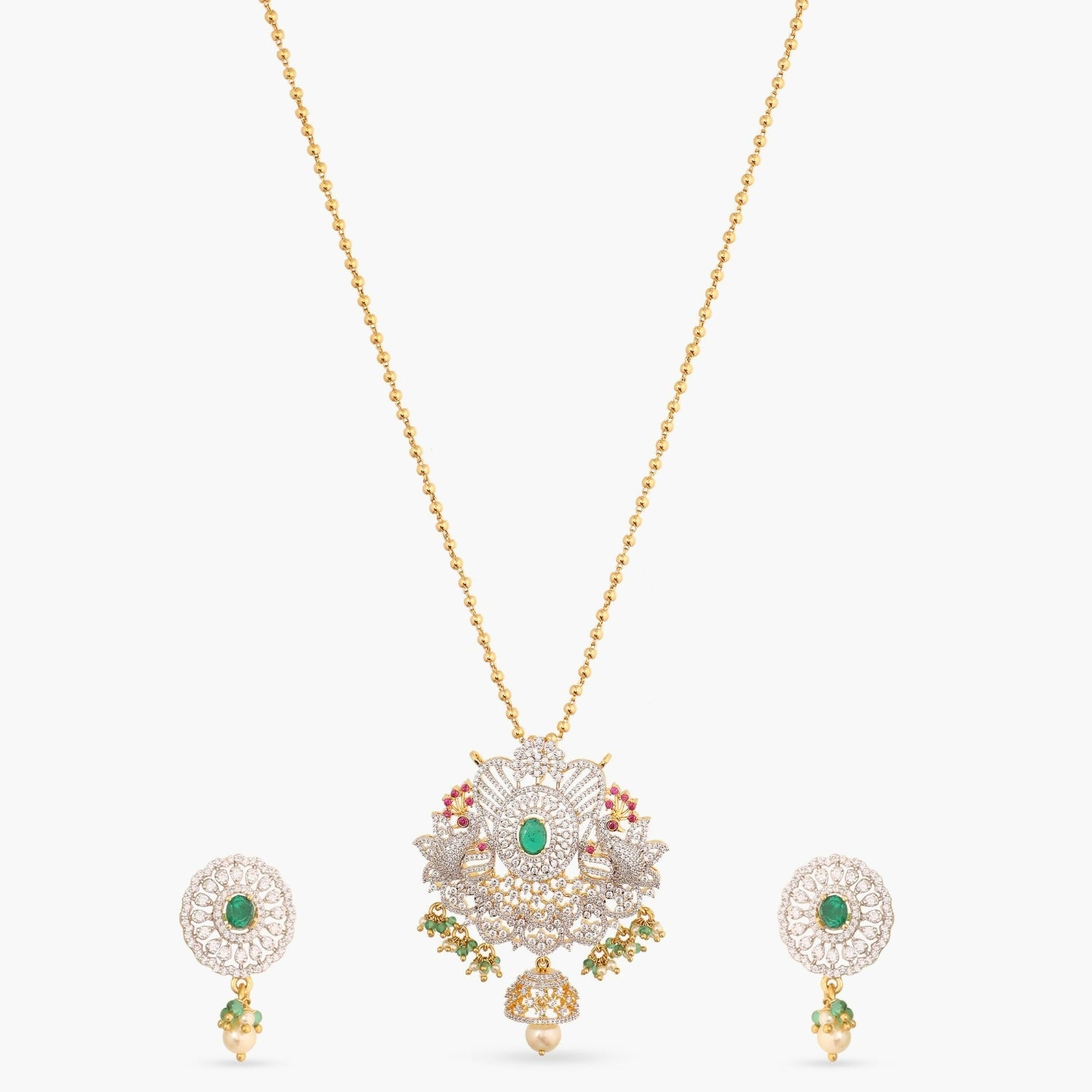 Pendants Malini CZ Silver Pendant Set