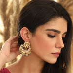 Earrings Aqua Moissanite Silver Chandbali Earrings