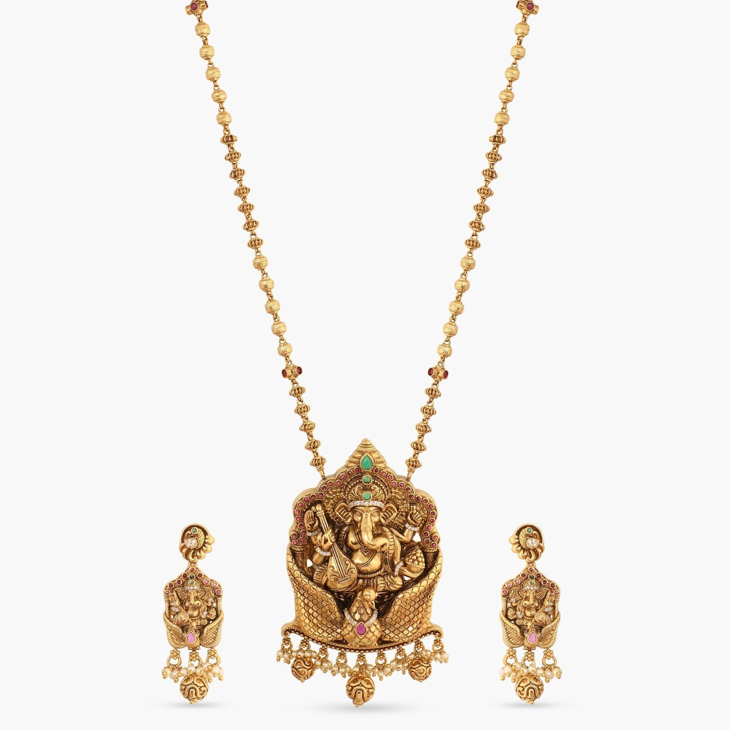 Pendants Vinayak Nakshi Antique Silver Pendant Set