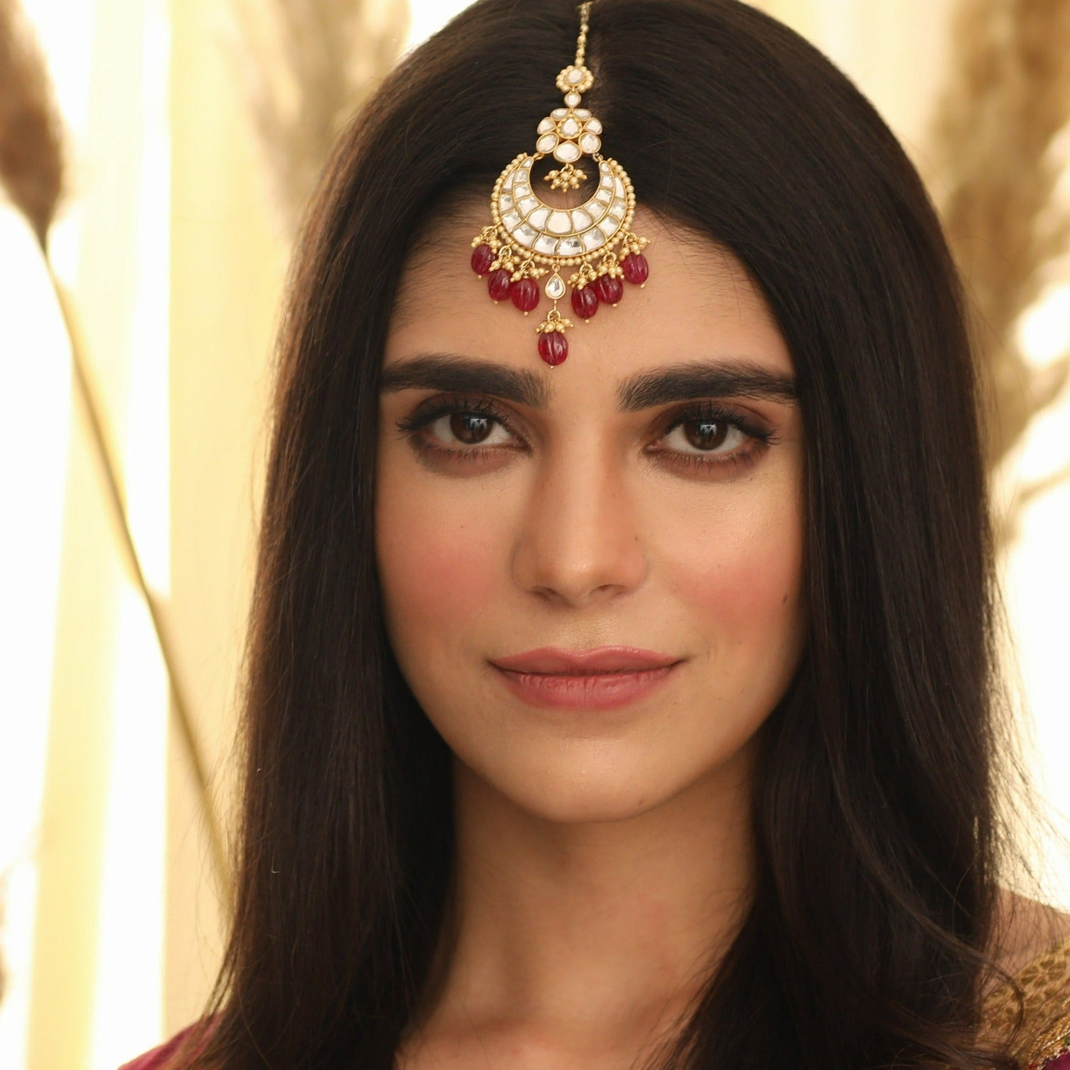 Hair Accessories Hyrah Gold Plated Jadau Silver Maang Tikka