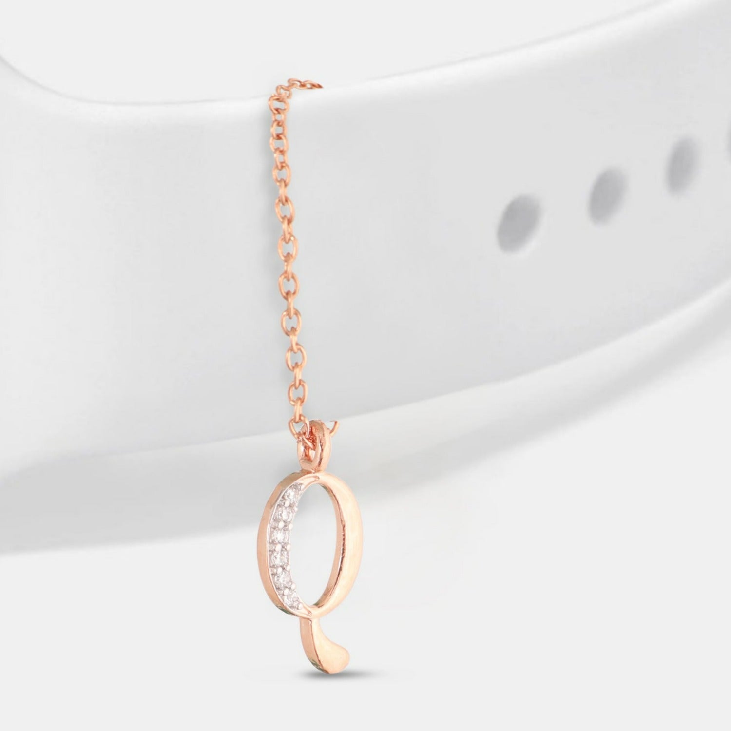 Alphabet CZ Rose Gold Plated Silver Watch Charm