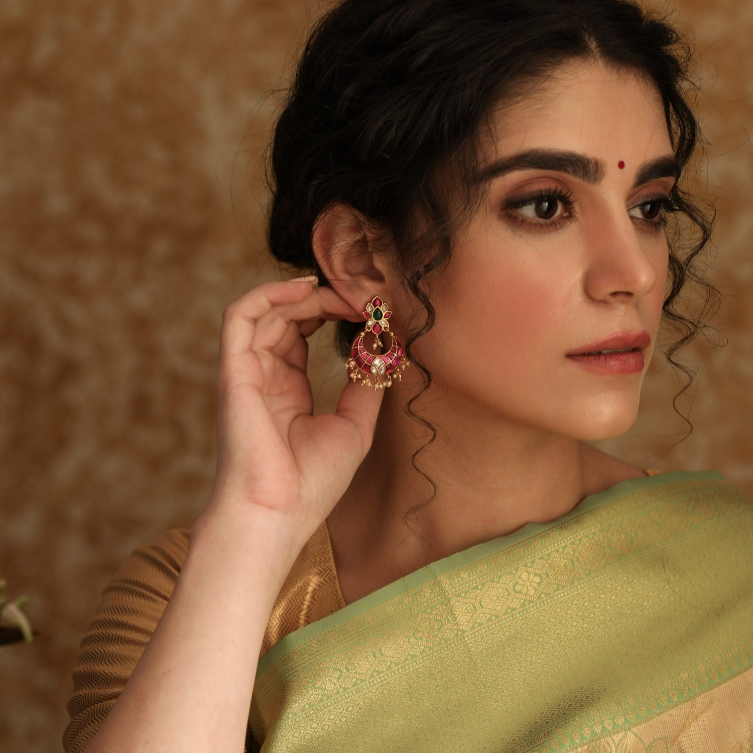 Earrings Jui Kempu Jadau Silver Chandbali Earrings