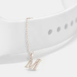 Alphabet CZ White Gold Plated Silver Watch Charm