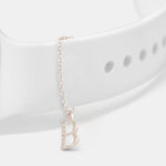 Alphabet CZ White Gold Plated Silver Watch Charm