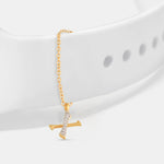 Alphabet CZ Gold Plated Silver Watch Charm