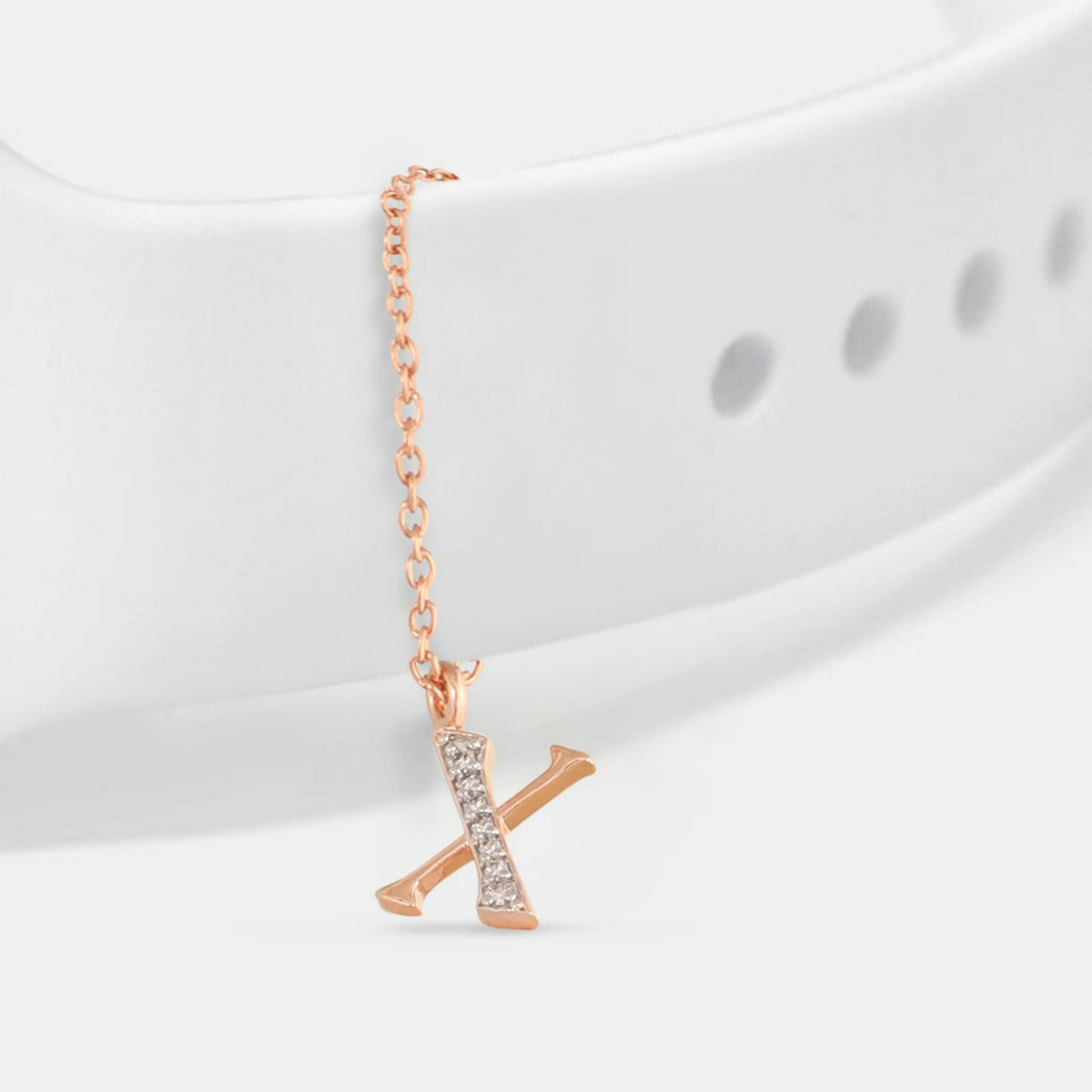 Alphabet CZ Rose Gold Plated Silver Watch Charm