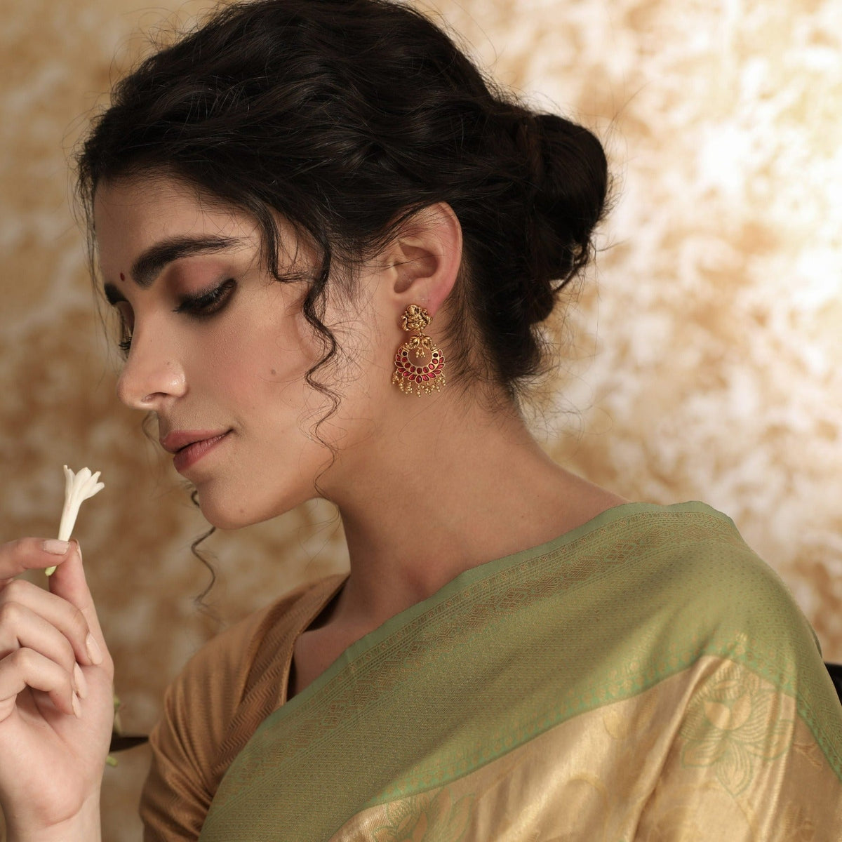 Earrings Subha Nakshi Temple Silver Chaandbali Earrings