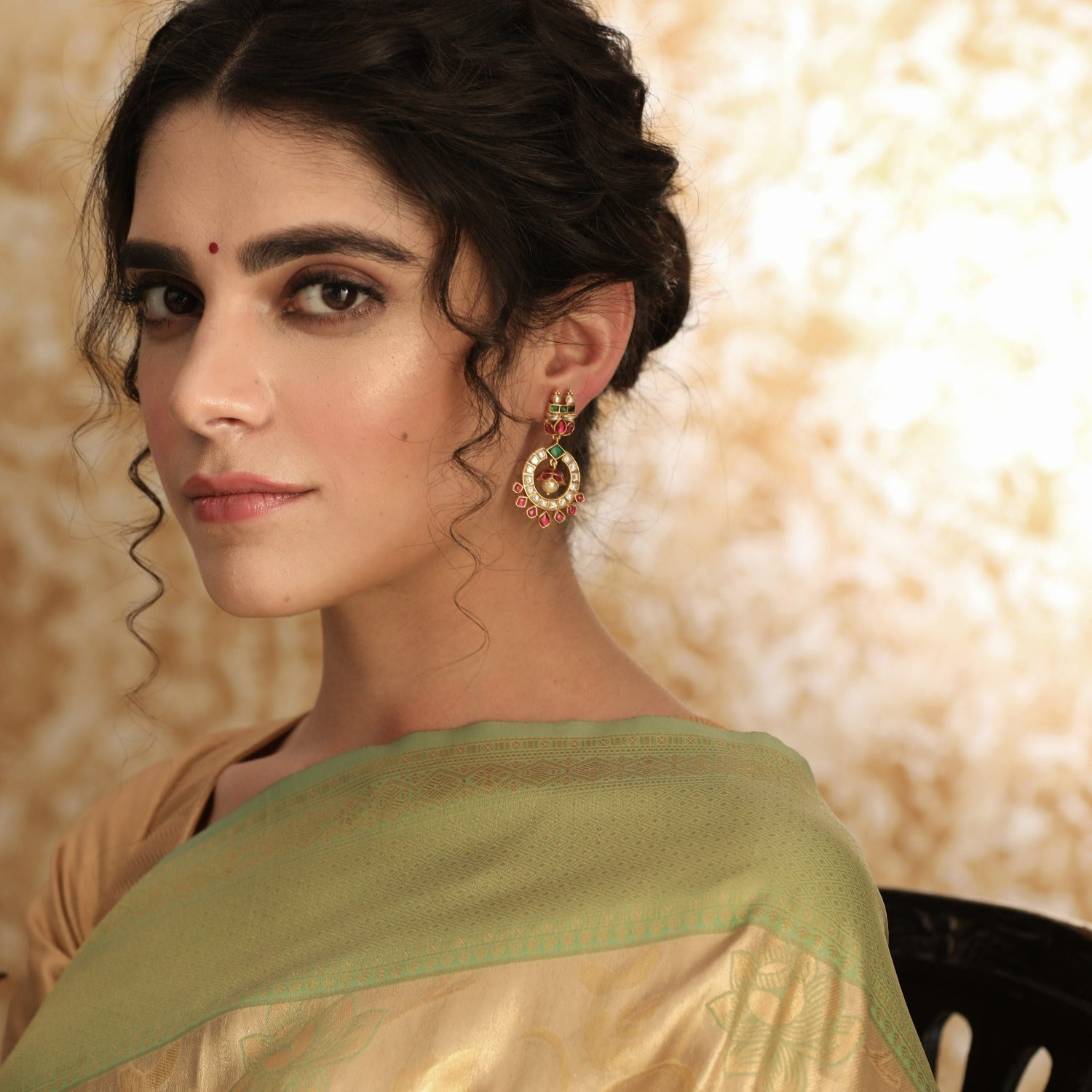 Earrings Ava Kempu Jadau Silver Chandbali Earrings