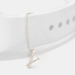 Alphabet CZ White Gold Plated Silver Watch Charm