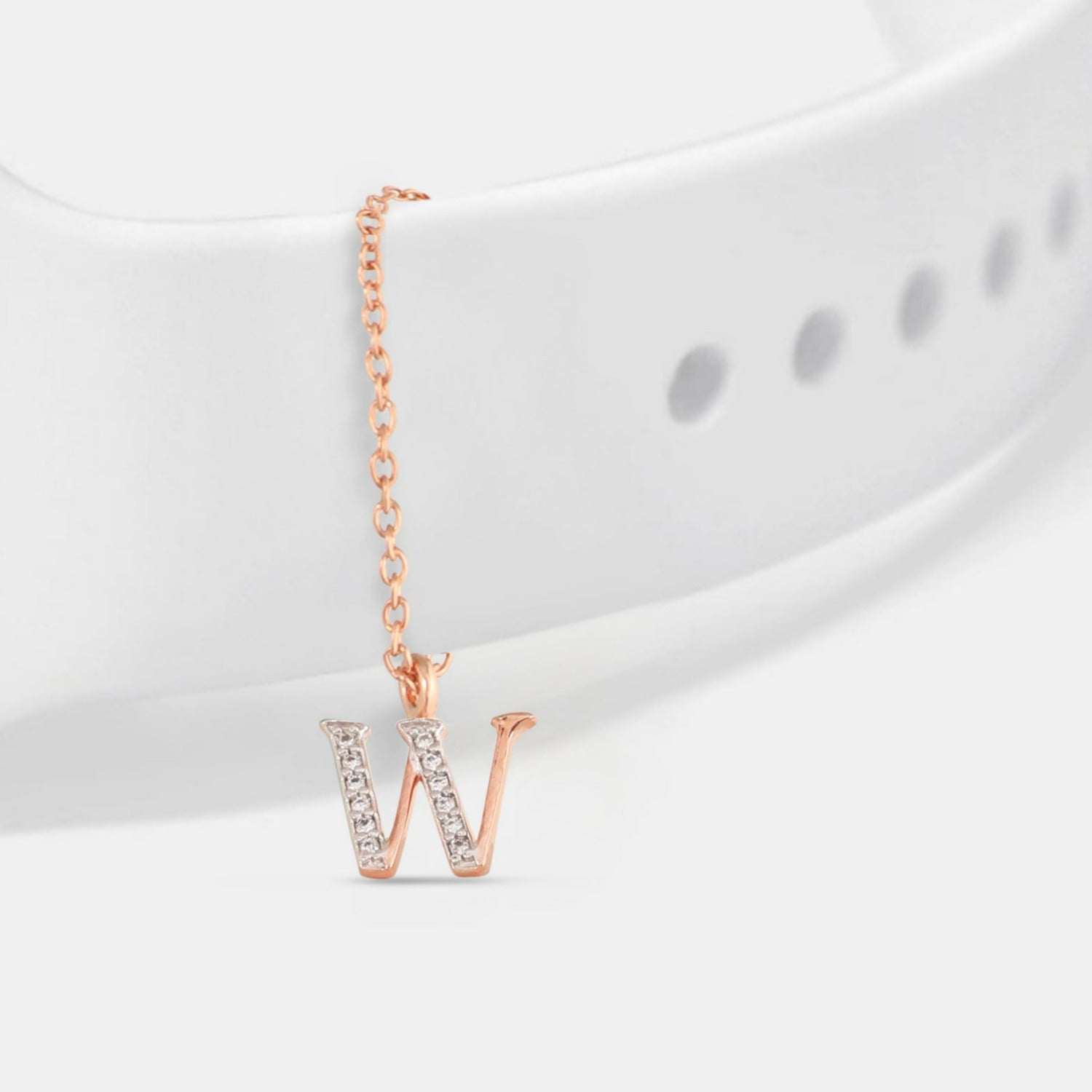 Alphabet CZ Rose Gold Plated Silver Watch Charm