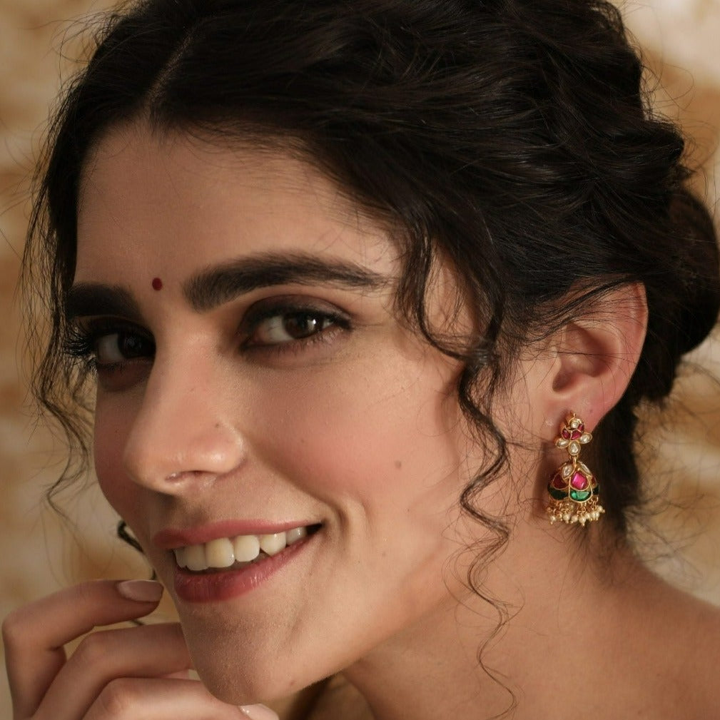 Earrings Diya Kempu Jadau Silver Jhumka Earrings