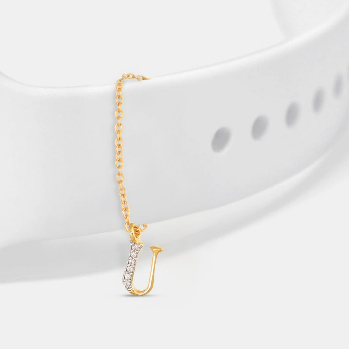 Alphabet CZ Gold Plated Silver Watch Charm