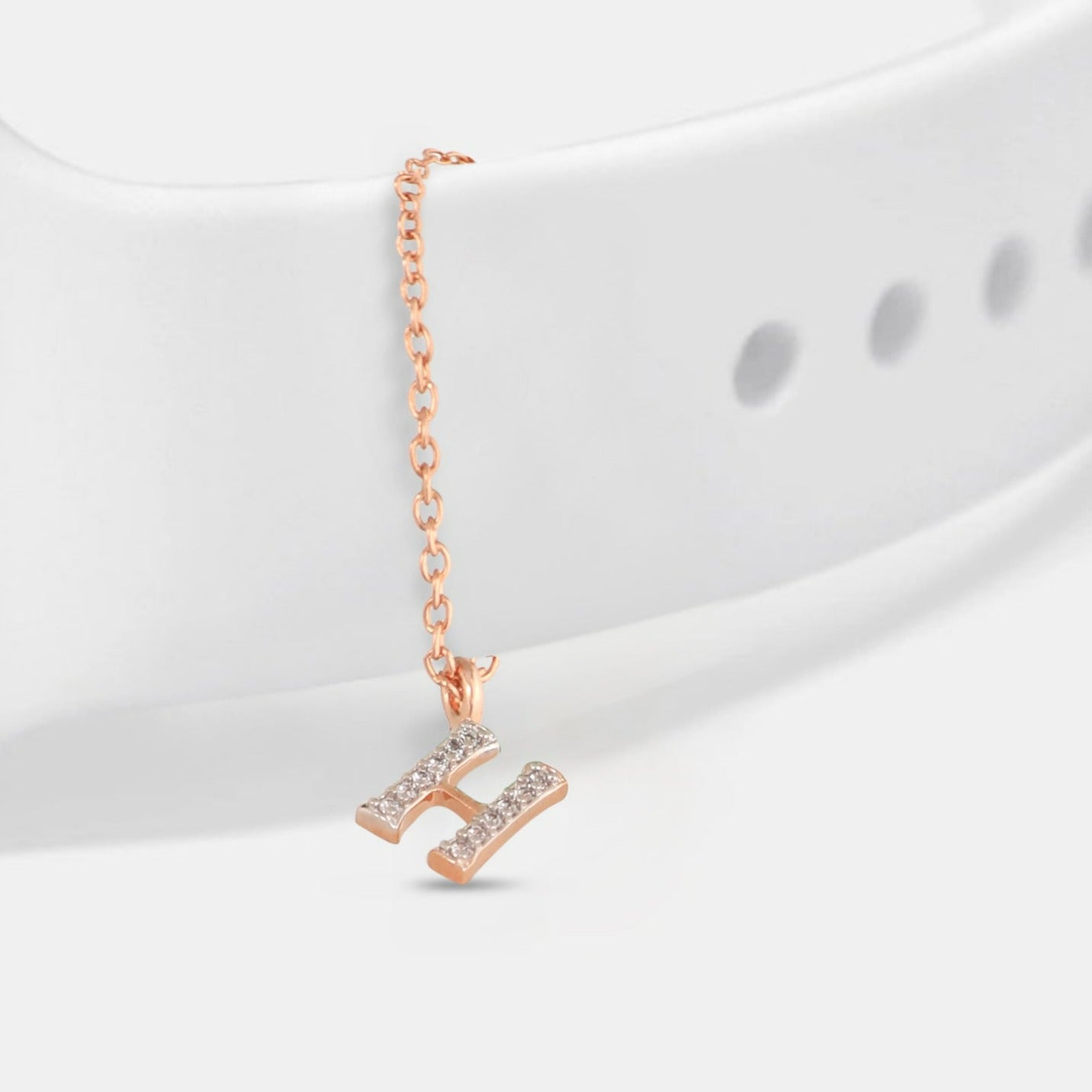 Alphabet CZ Rose Gold Plated Silver Watch Charm