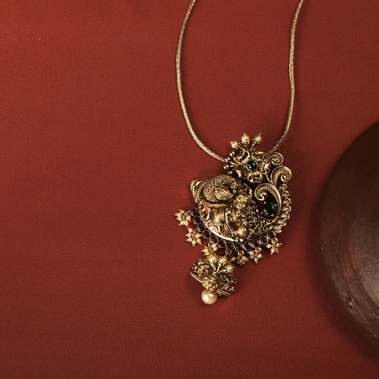 Pendants Gopala Nakshi Antique Silver Pendant Set