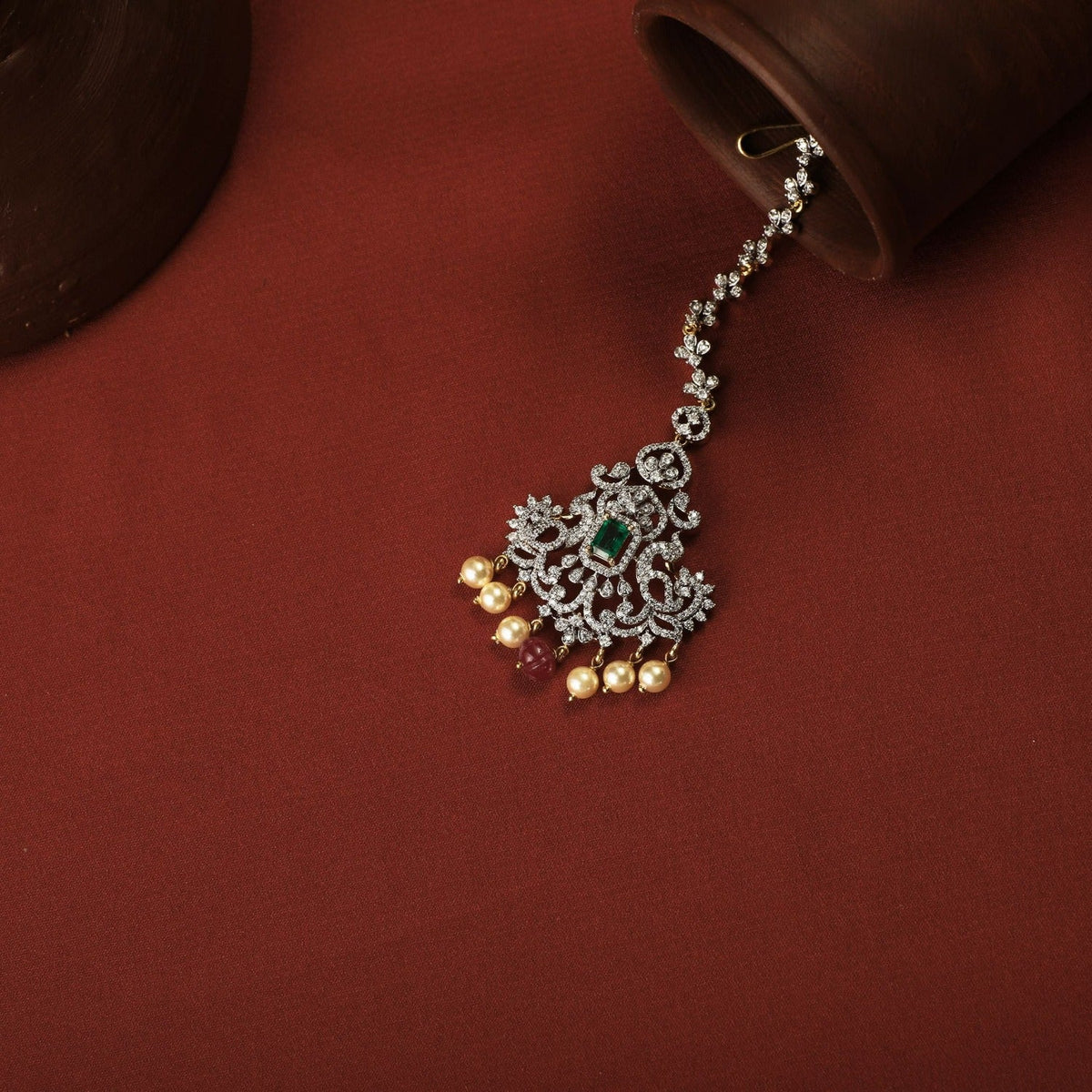 Hair Accessories Malini CZ Silver Maang Tikka