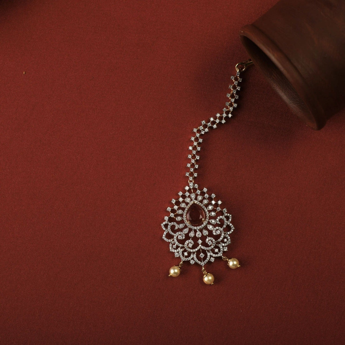 Hair Accessories Parijat CZ Silver Maangtika