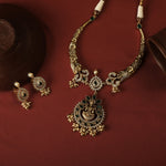 Necklaces Kamala Nakshi Antique Silver Hasli Necklace Set