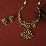 Necklaces Chaya Nakshi Antique Silver Hasli Necklace Set