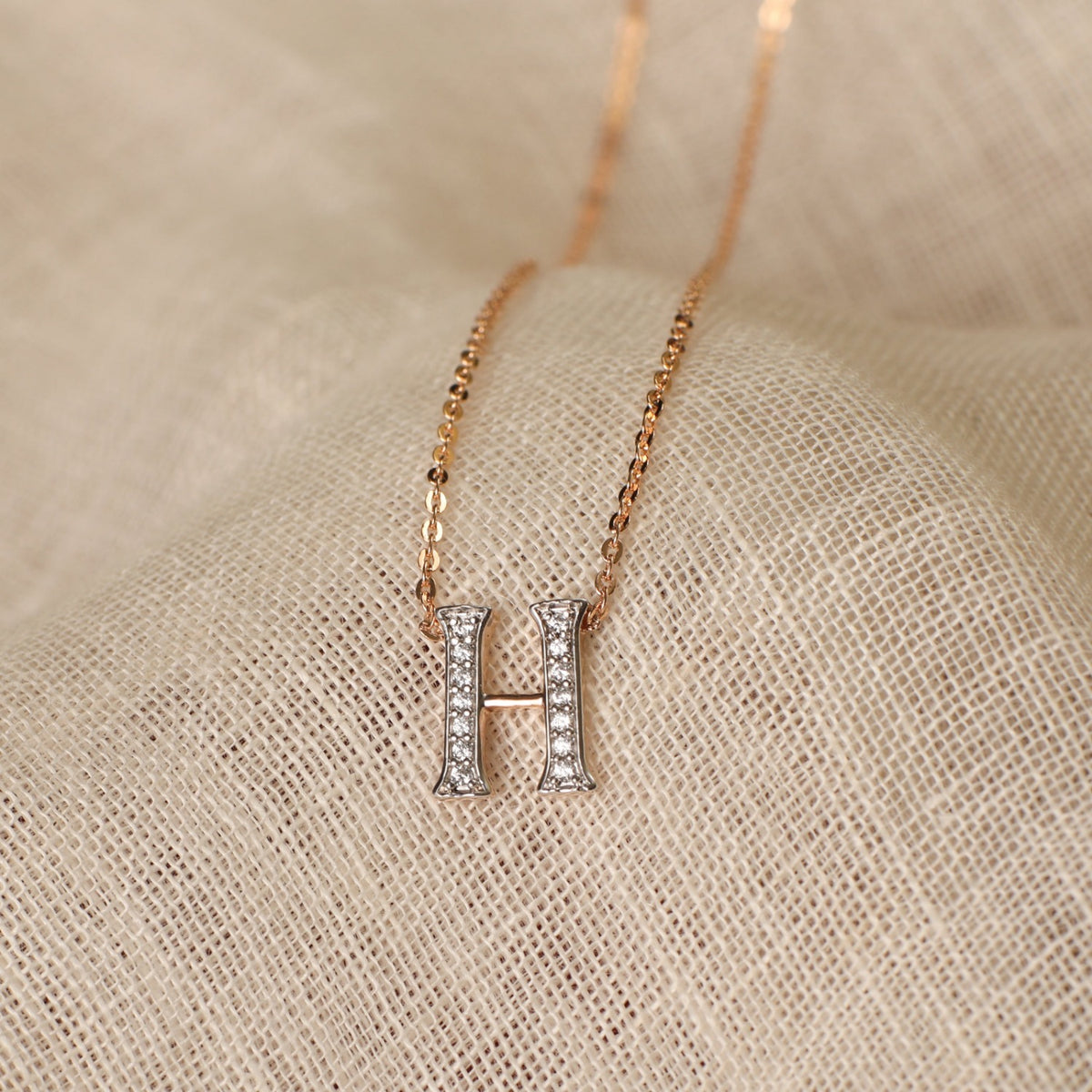 Letter H Alphabet Gold Plated Silver Necklace