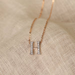 Letter H Alphabet Gold Plated Silver Necklace