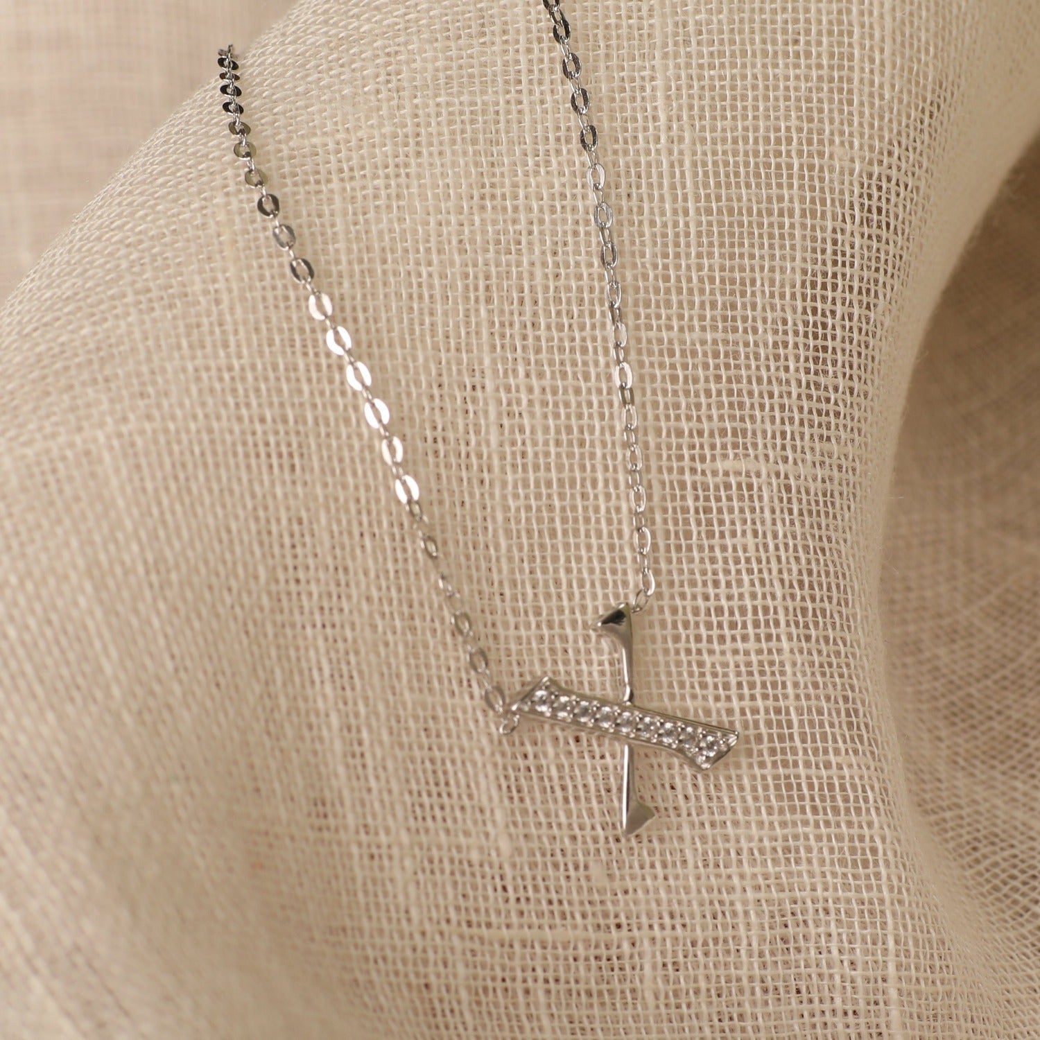 Letter X Alphabet White-Gold Plated Silver Necklace