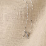 Letter N Alphabet White-Gold Plated Silver Necklace