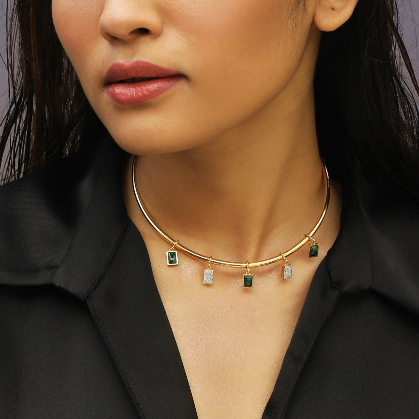 Malachite Statement Silver Hasli Necklace