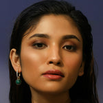 Earrings Malachite Round Charm Silver Hoop Earrings