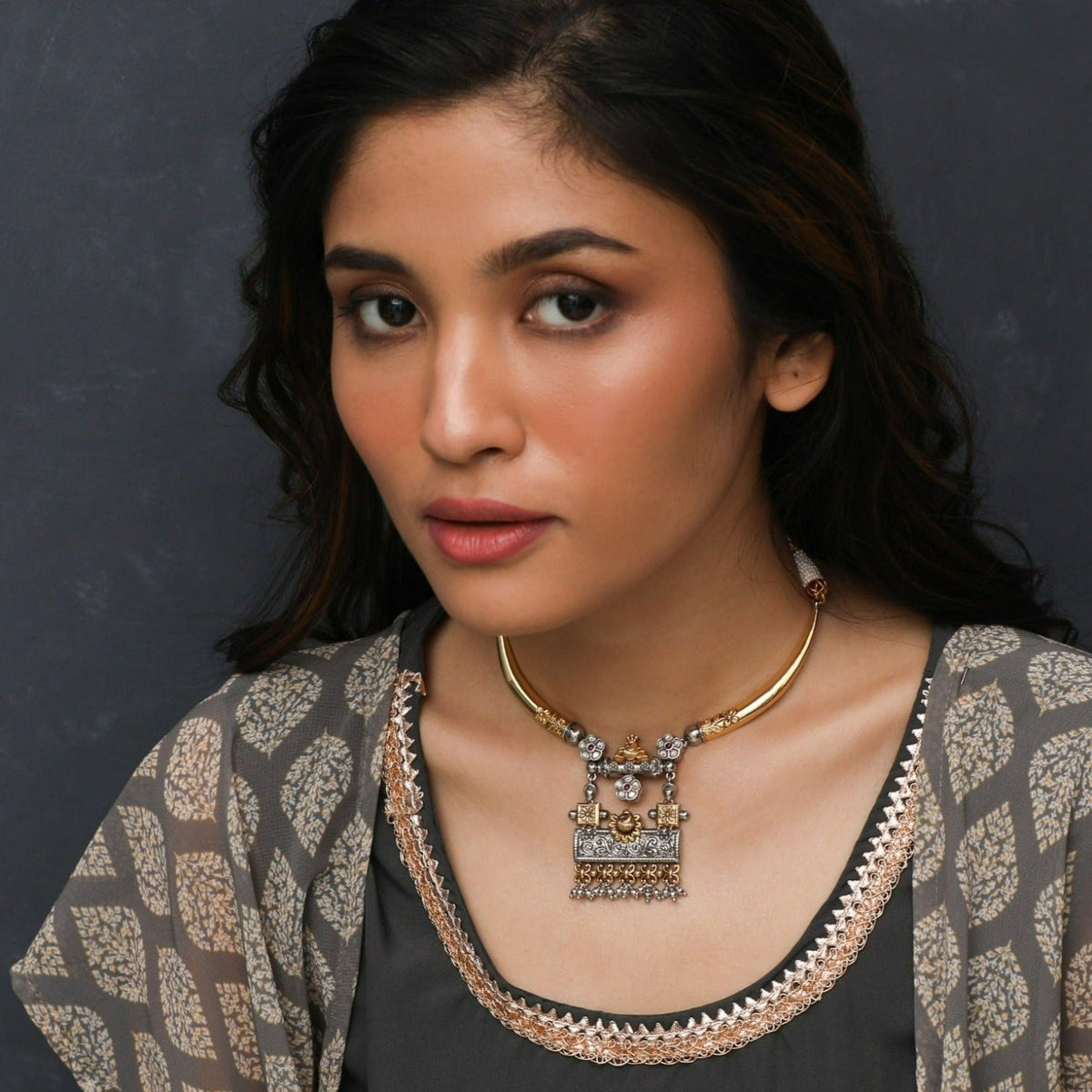 Necklaces Classic Hasli Oxidized Silver Necklace