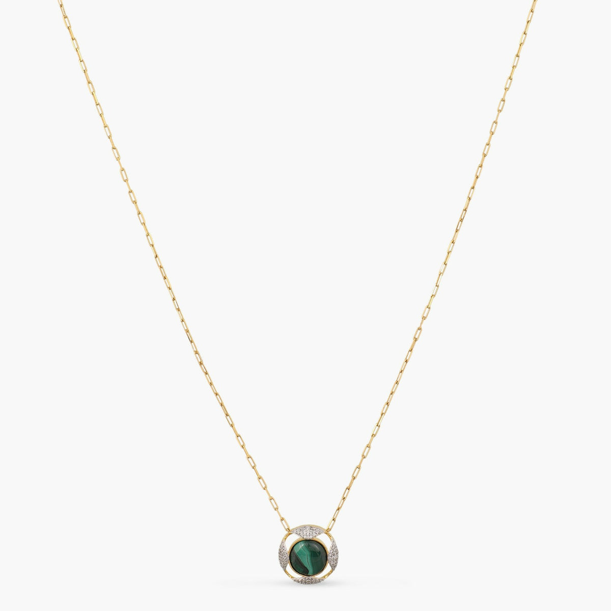 Malachite Geometric Round Charm Necklace