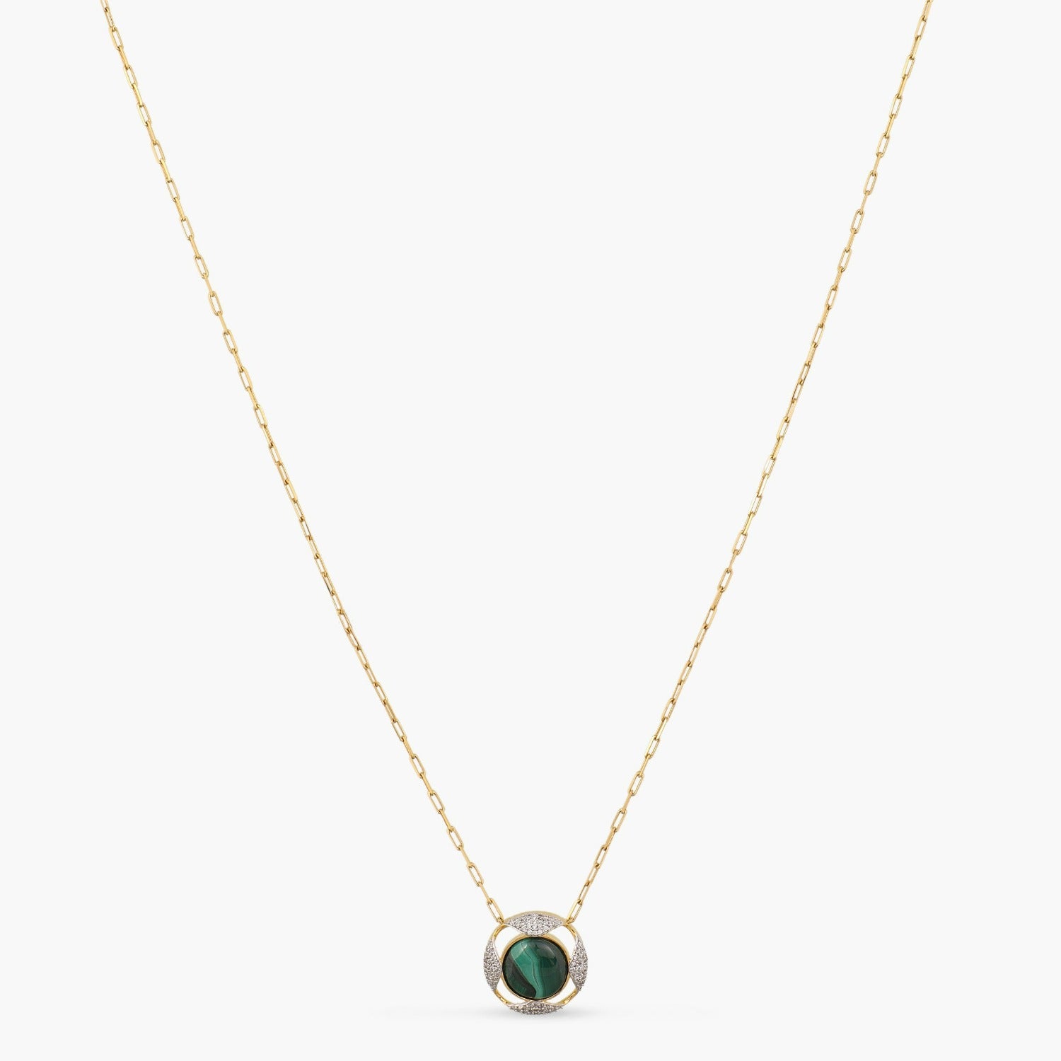 Malachite Geometric Round Charm Necklace