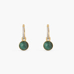 Earrings Malachite Round Charm Silver Hoop Earrings
