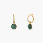 Earrings Malachite Round Charm Silver Hoop Earrings