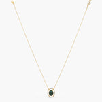 Malachite Statement Oval Charm Silver Necklace