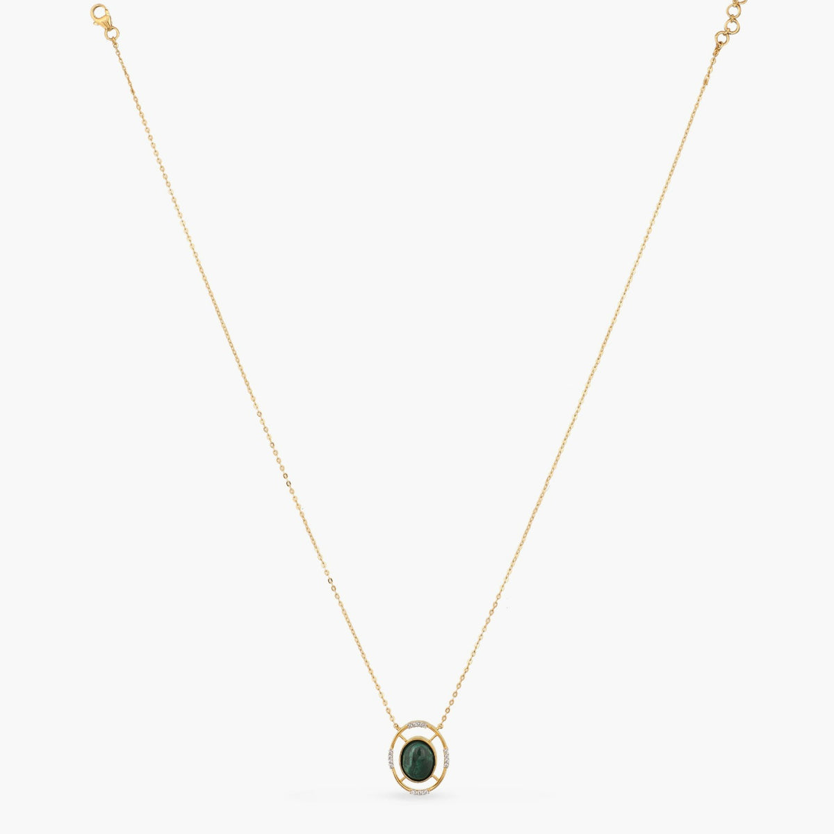 Malachite Statement Oval Charm Silver Necklace