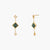 Malachite Square Charm Silver Drop Earrings