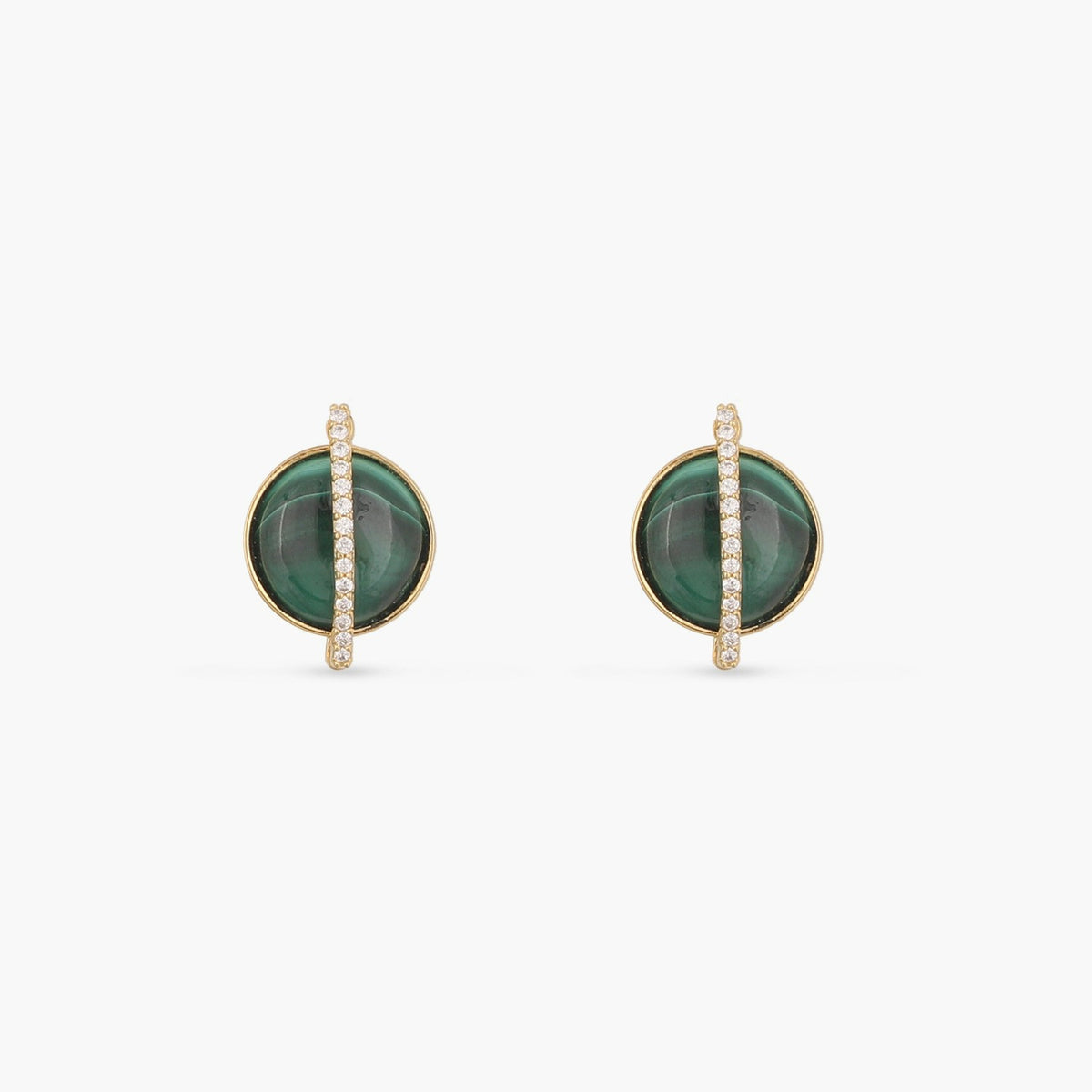 Malachite Eye Silver Stud Earrings