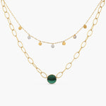 Malachite Two-Layer Statement Silver Necklace